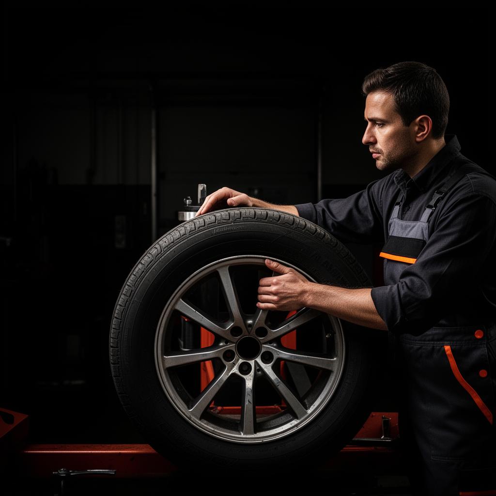 Grip & Go technician installing a tire
